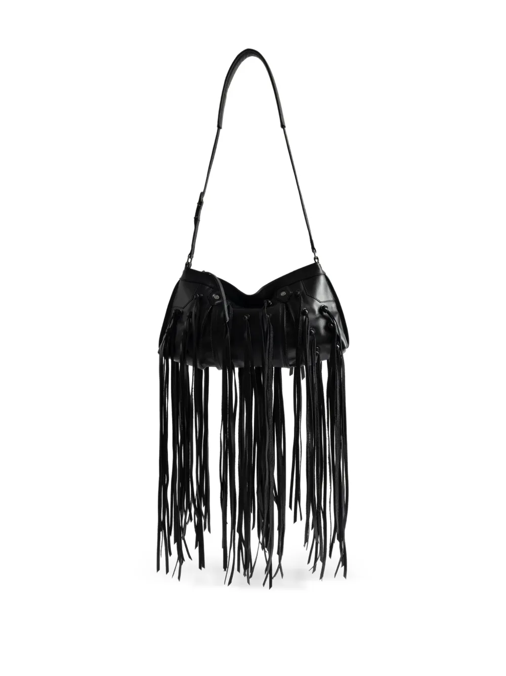 Zadig&Voltaire leather-fringe clutch bag Zwart