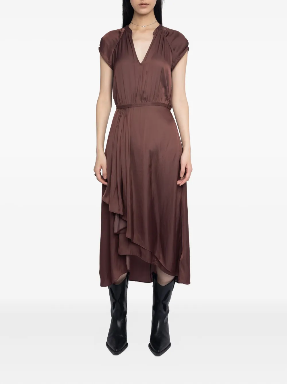 Zadig&Voltaire Randall V-neck midi dress Bruin