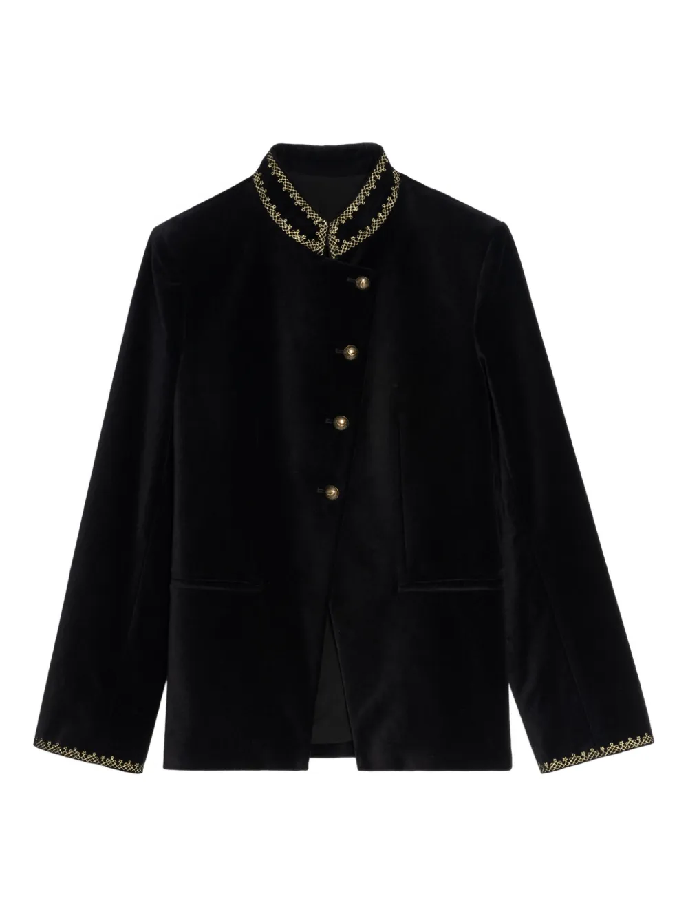 Zadig&Voltaire velvet-effect embellished-collar jacket | Black | Image 1