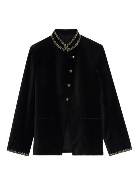 Zadig&Voltaire velvet-effect embellished-collar jacket