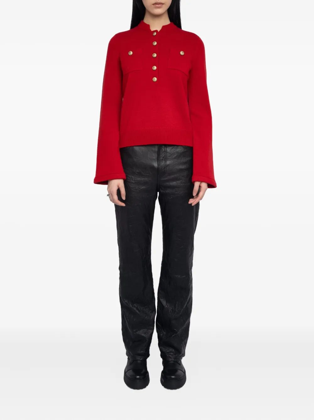 Zadig&Voltaire Lucas trui met knoopdetail Rood