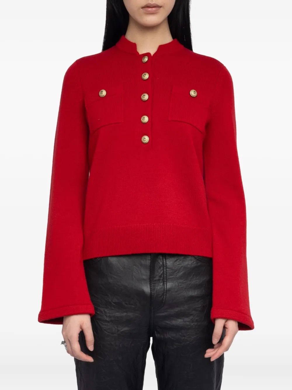 Zadig&Voltaire Lucas trui met knoopdetail Rood
