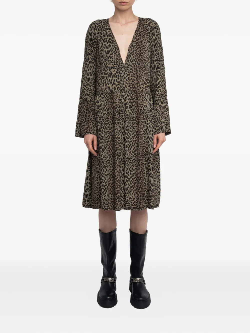 Zadig&Voltaire Rinas leopard-print V-neck mini dress Bruin
