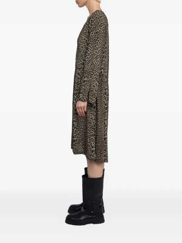 Zadig&Voltaire Rinas leopard-print V-neck Mini Dress | Brown | FARFETCH