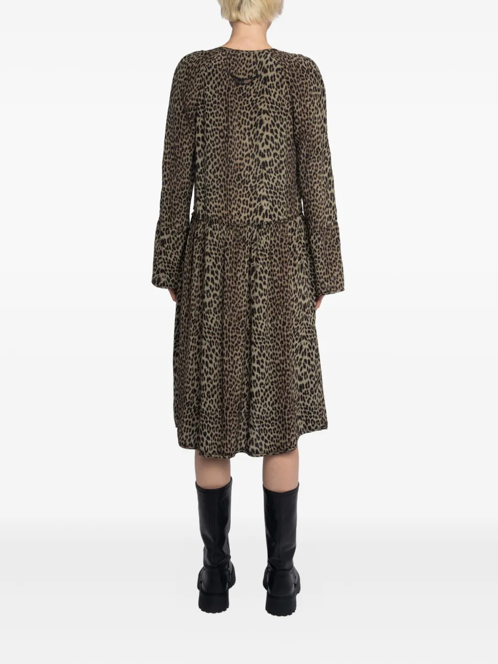 Zadig&Voltaire Rinas leopard-print V-neck mini dress Bruin