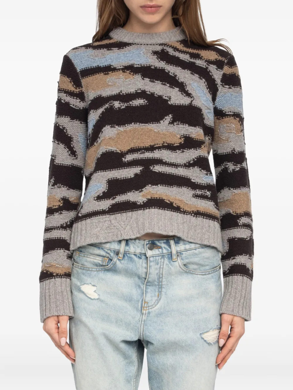 Zadig&Voltaire Malty patterned crew-neck sweater Grijs