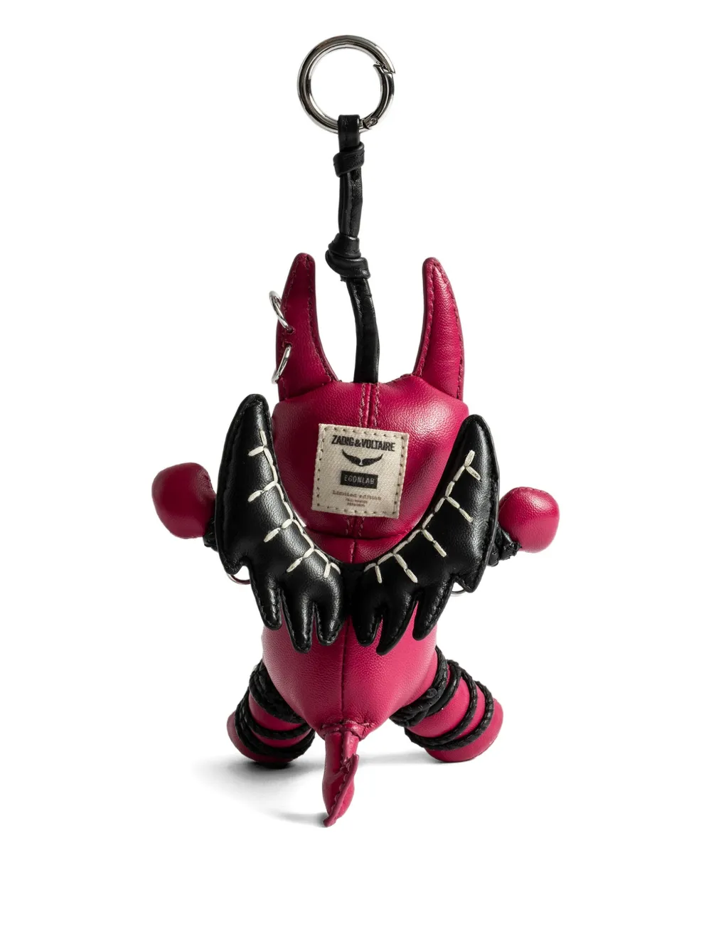 Zadig & Voltaire Devil-wings Leather Keyring In Red