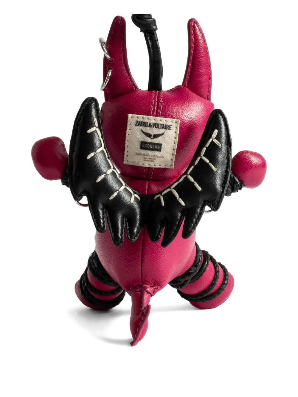 Zadig & Voltaire Devil-wings Leather Keyring In Red