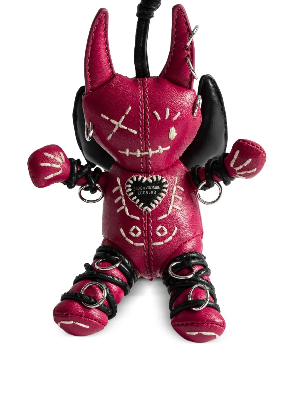 Zadig&Voltaire Leren sleutelhanger met vleugelprint Rood
