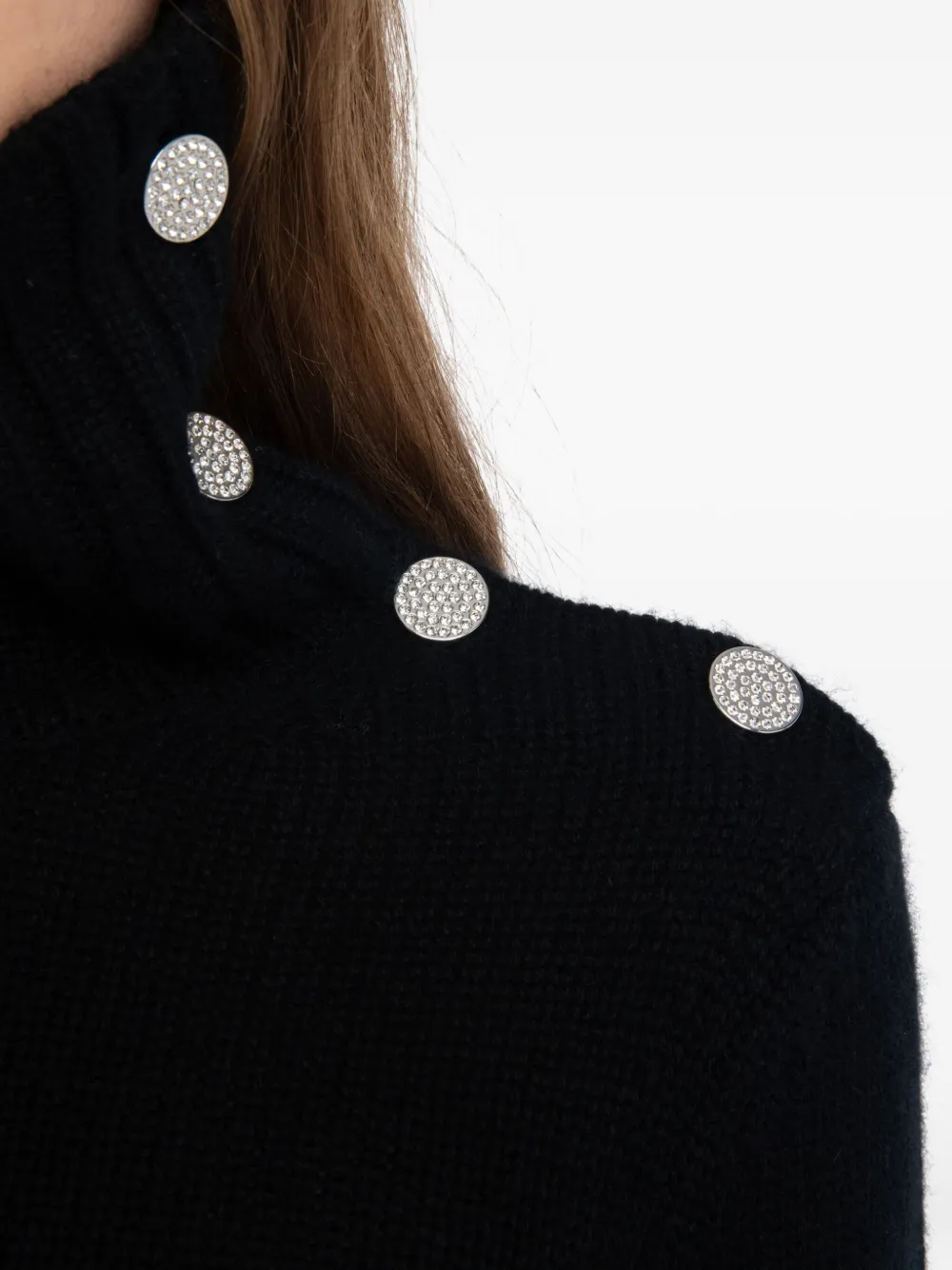 Zadig & Voltaire High-neck Embellished-button Sweater In Black