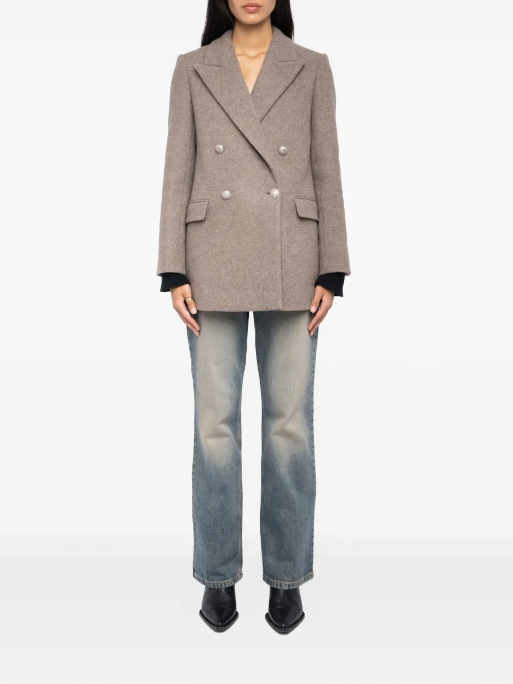 Zadig&Voltaire Miew jas met dubbele rij knopen Beige