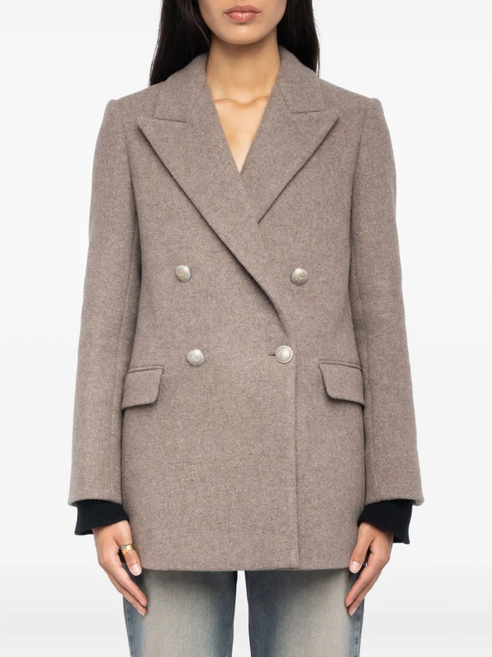 Zadig&Voltaire Miew jas met dubbele rij knopen Beige