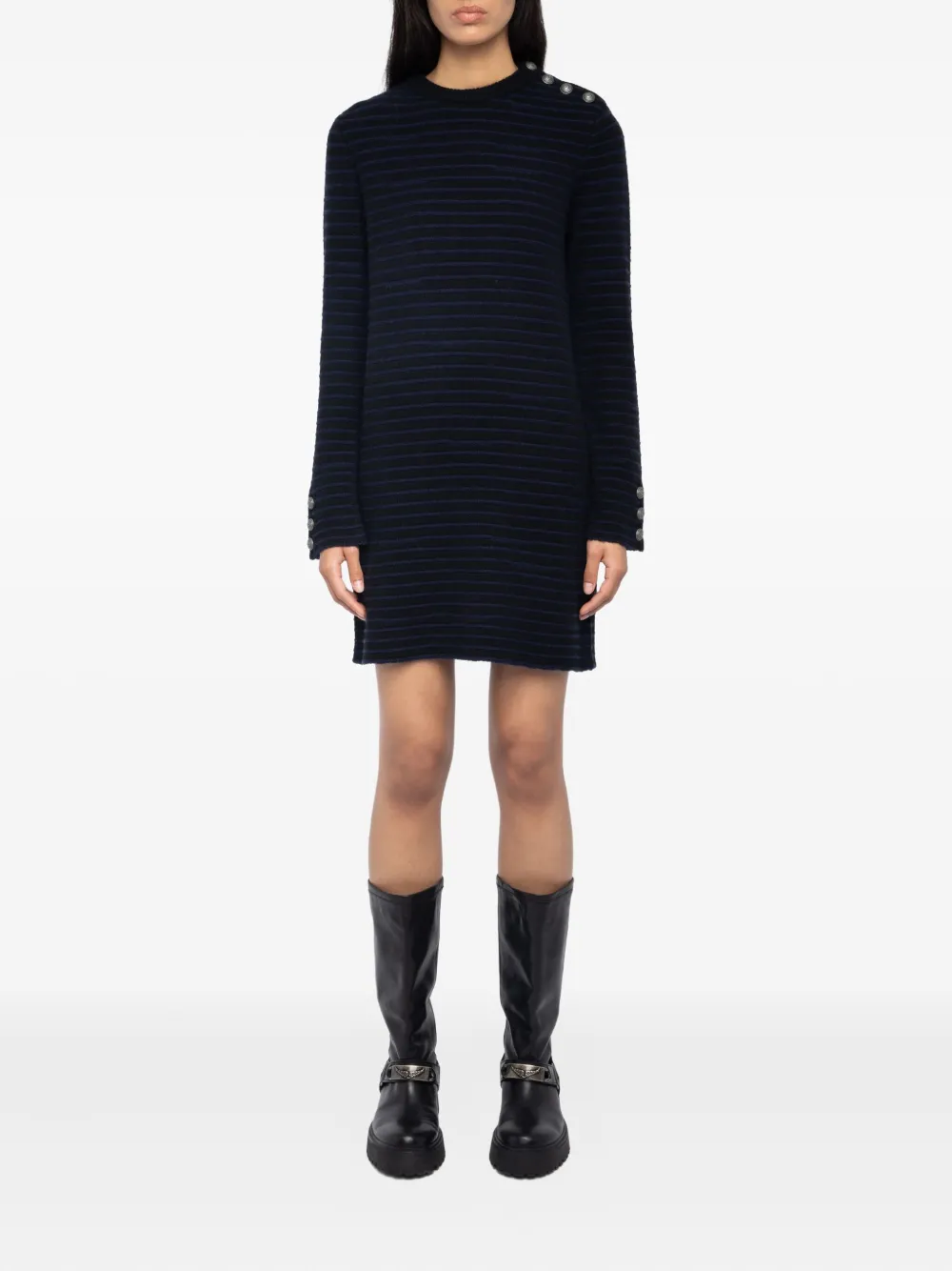 Zadig&Voltaire striped button-detailed mini dress - Zwart