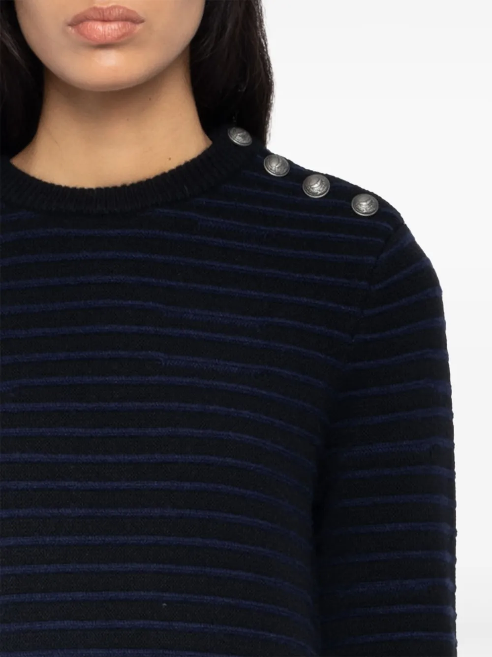 Zadig&Voltaire Gestreepte mini-jurk met knoopdetail Zwart