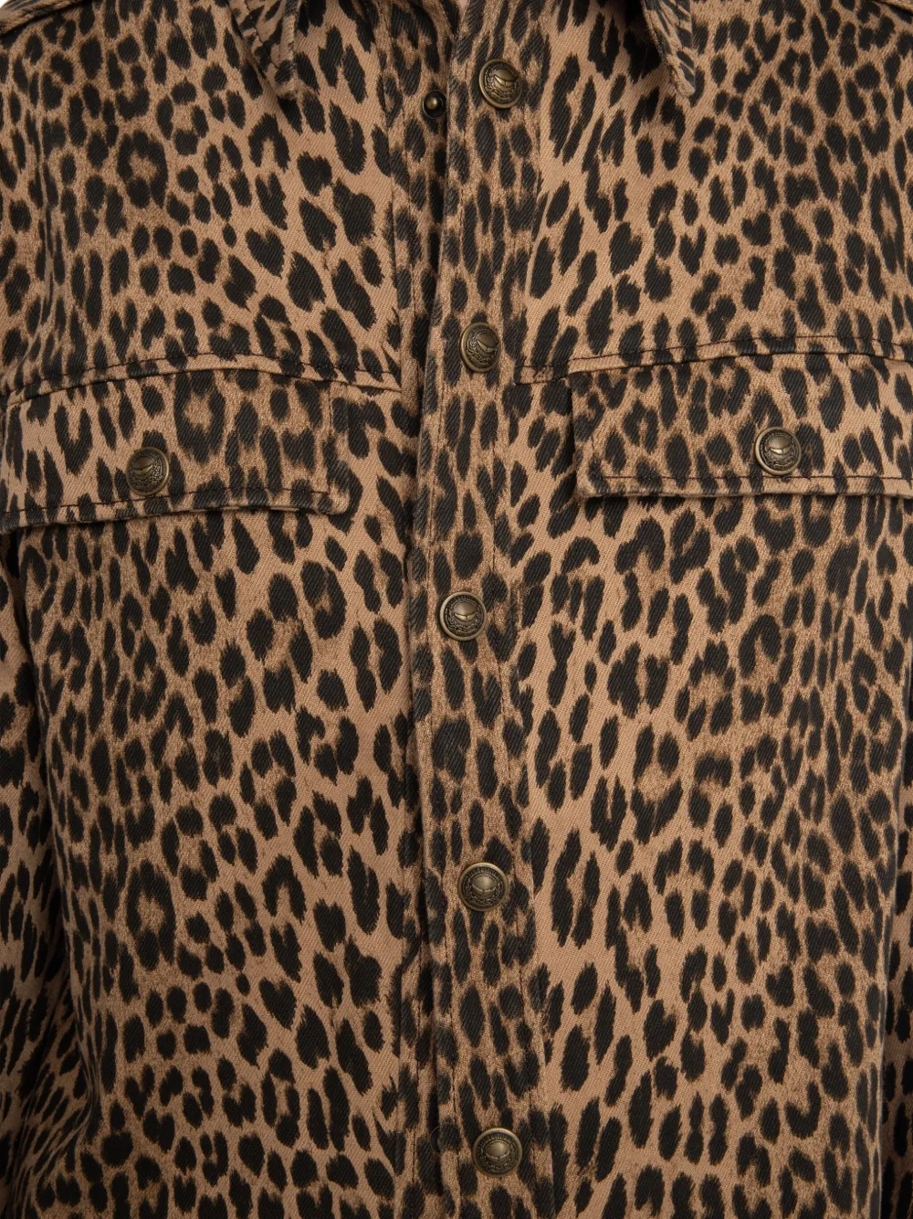 Zadig&Voltaire Blouse met luipaardprint en knoopsluiting Bruin