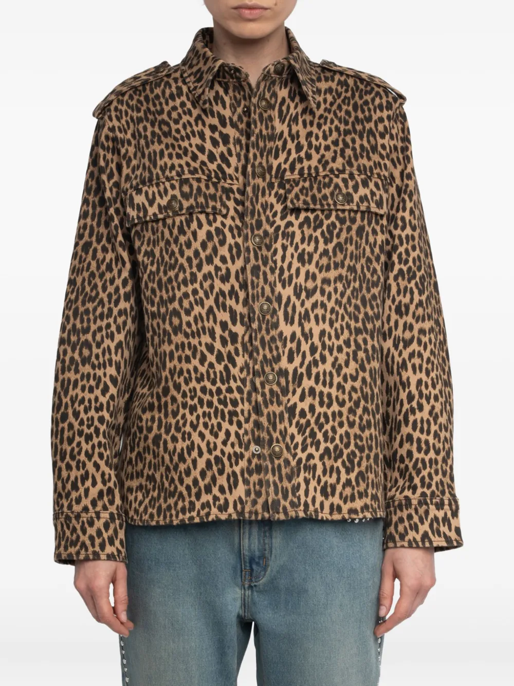 Zadig&Voltaire Blouse met luipaardprint en knoopsluiting Bruin