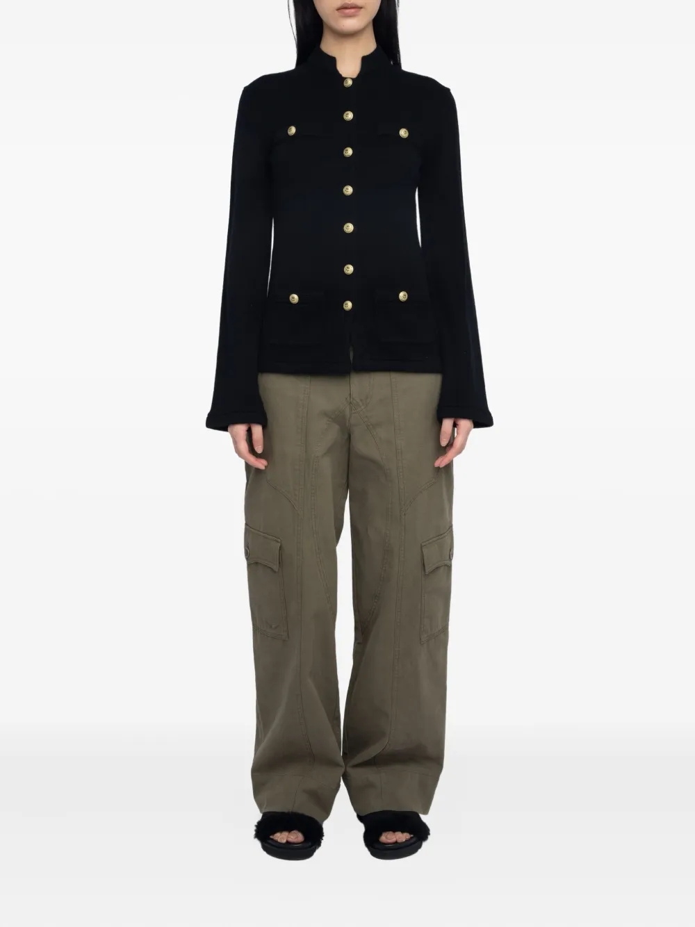 Zadig&Voltaire button-detailed flared-sleeve cardigan Zwart