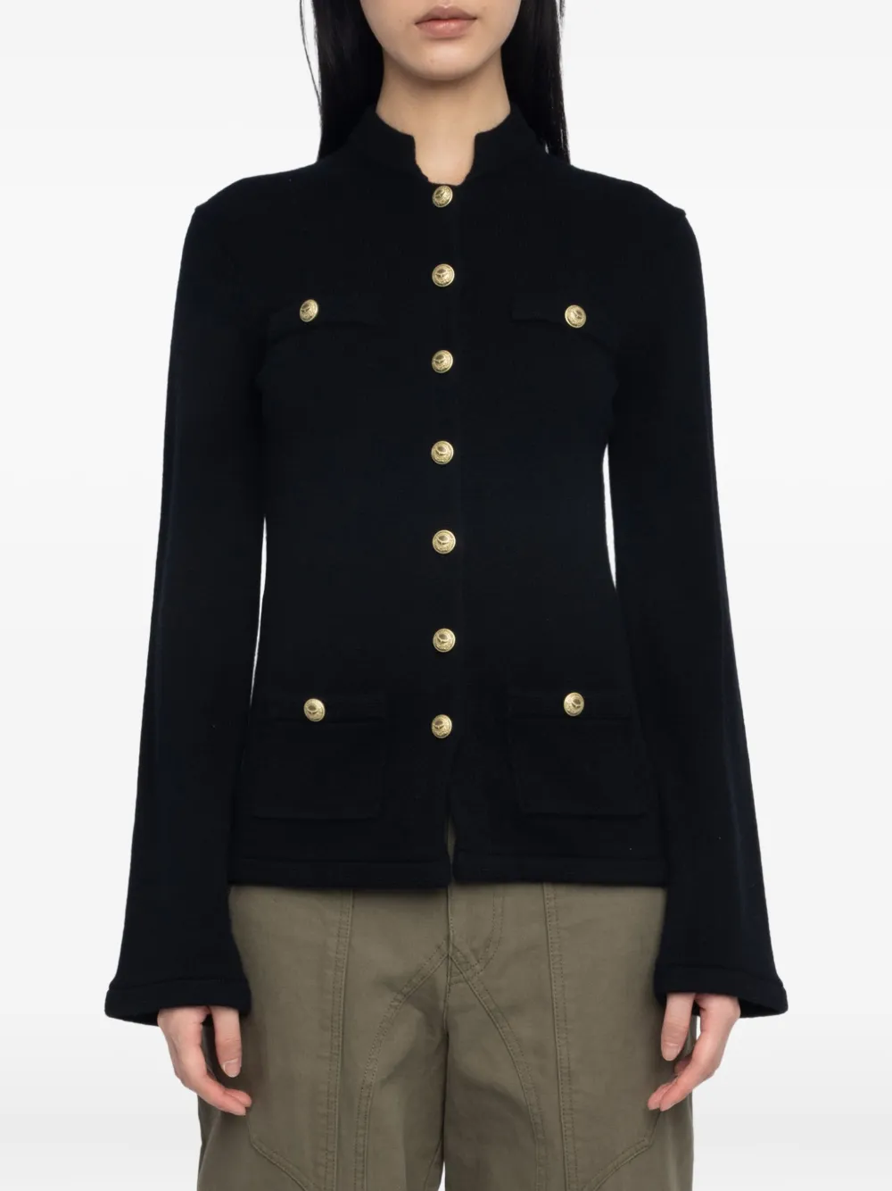Zadig&Voltaire button-detailed flared-sleeve cardigan Zwart