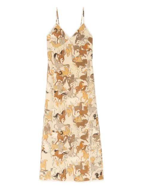 Zadig&Voltaire slip dress midi con caballos estampados