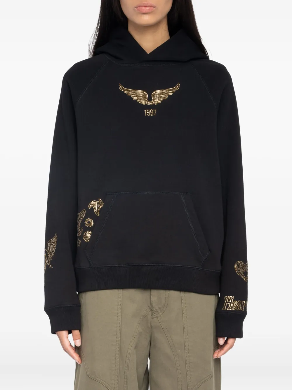 Zadig&Voltaire Hoodie verfraaid met kristallen Zwart