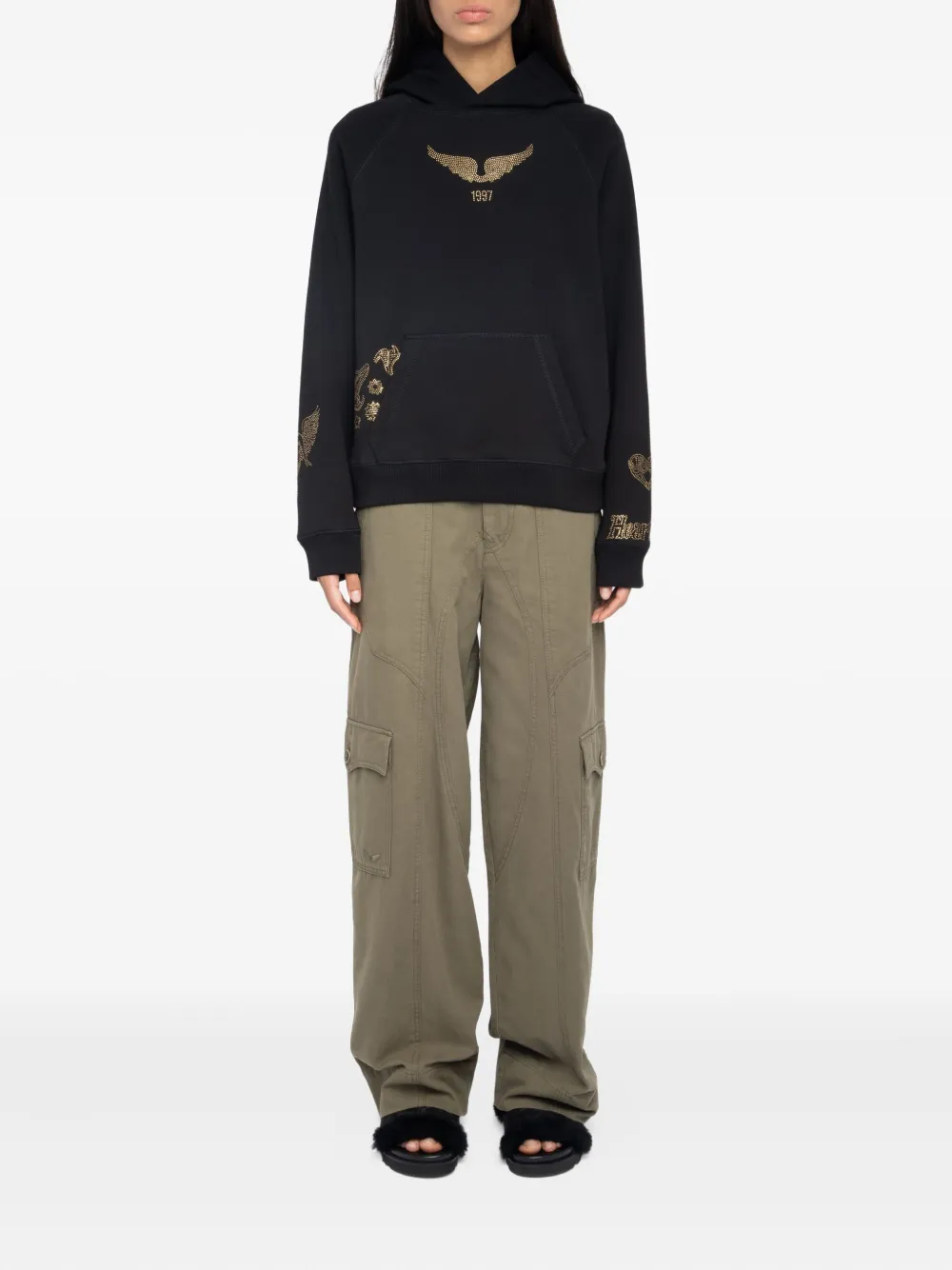 Zadig&Voltaire Hoodie verfraaid met kristallen Zwart