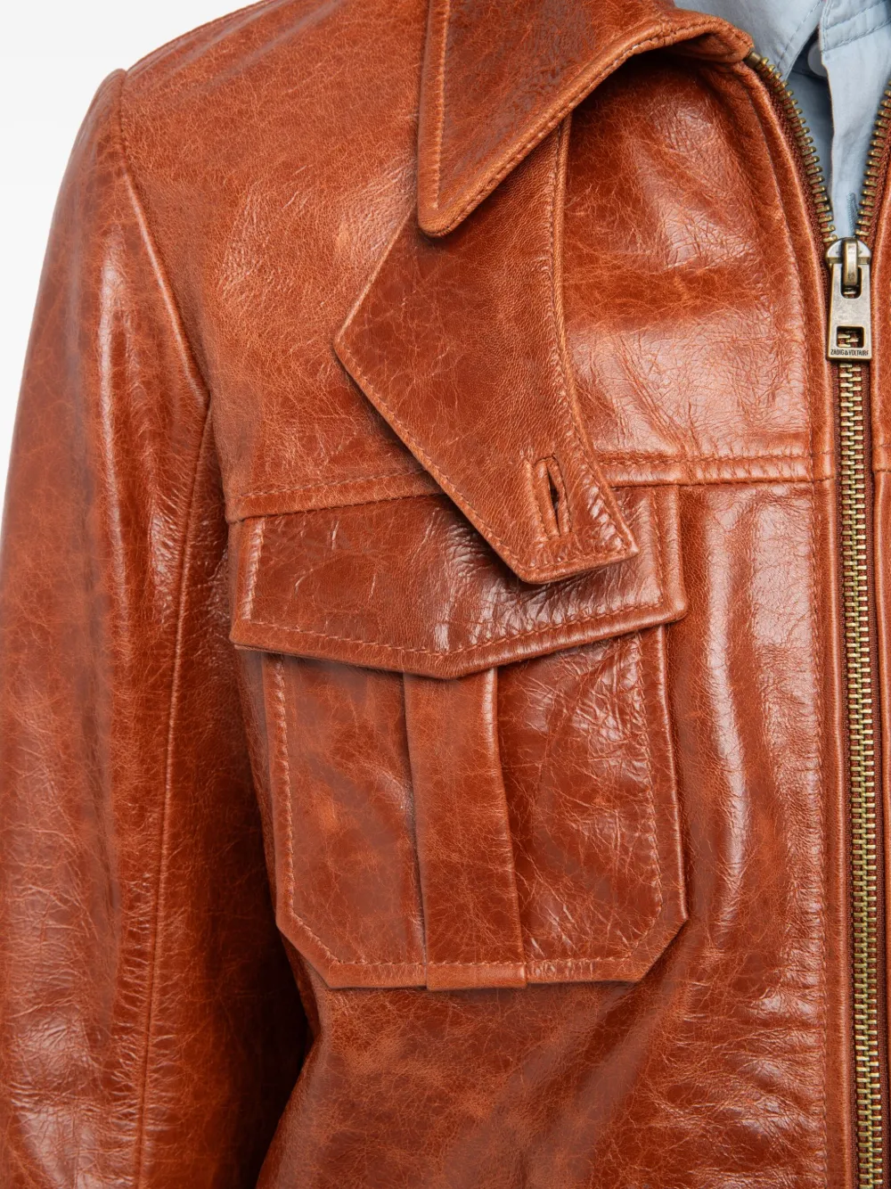 Zadig&Voltaire flap-pocket leather jacket Bruin