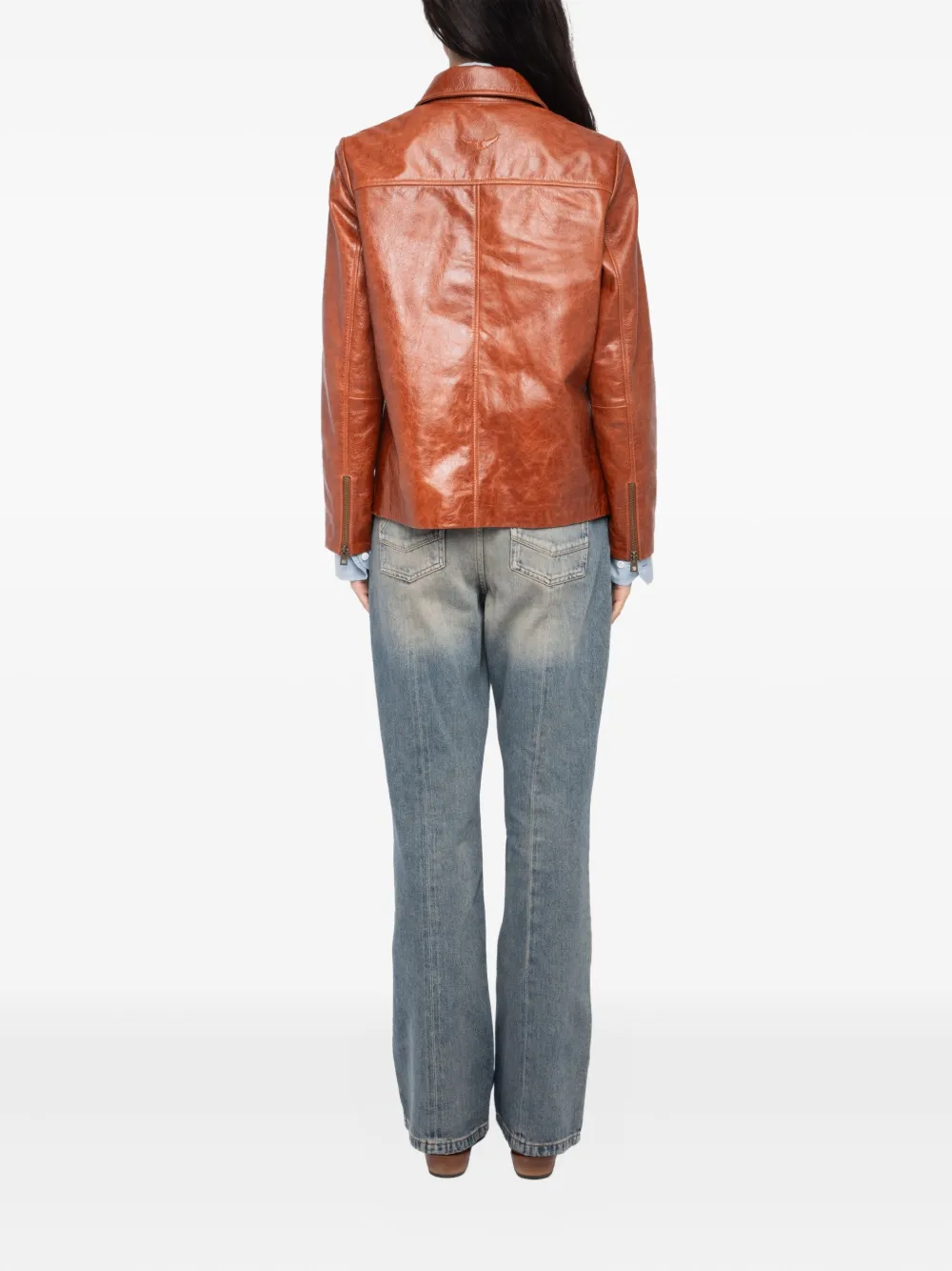 Zadig&Voltaire flap-pocket leather jacket Bruin