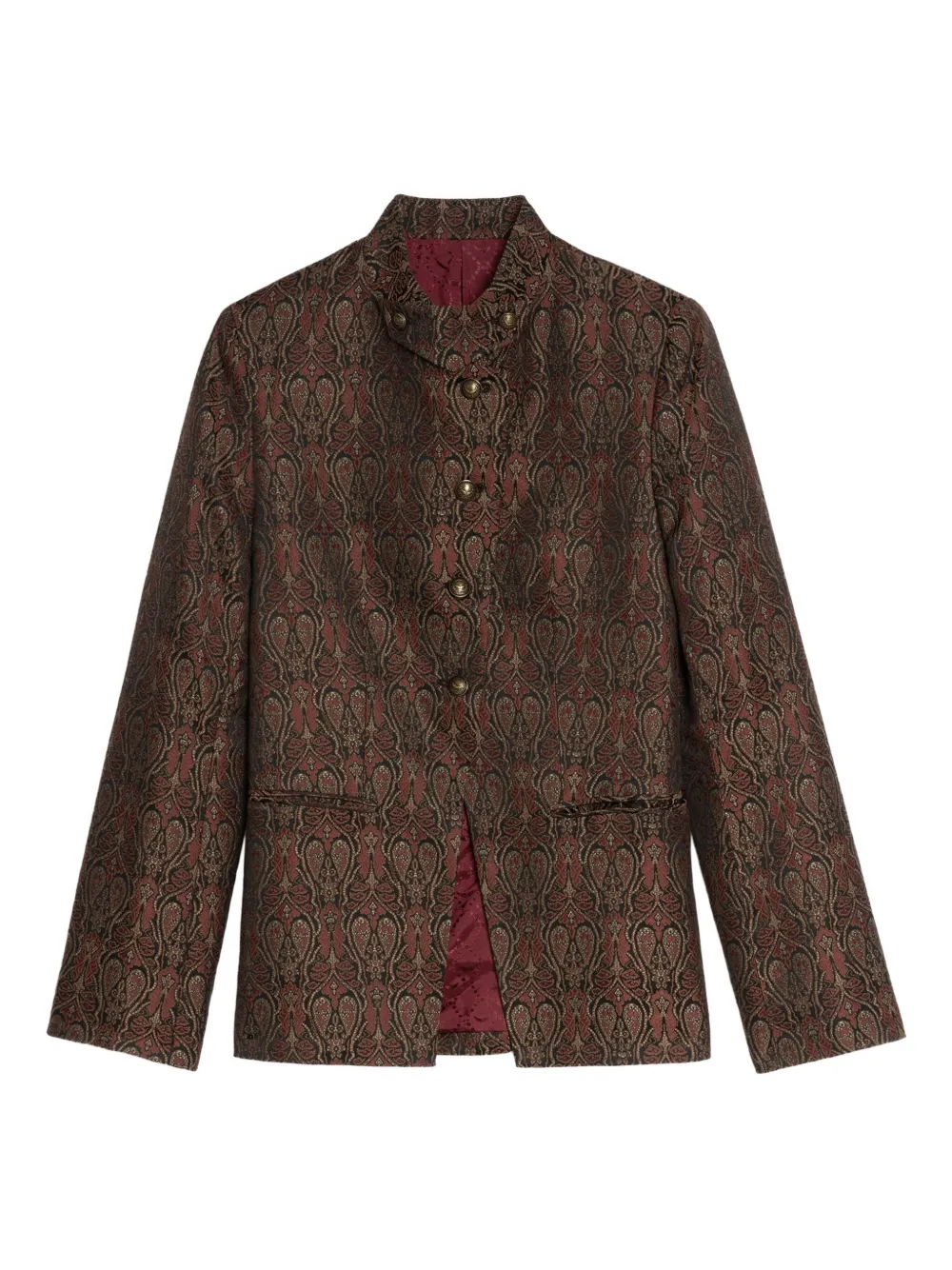 Zadig & Voltaire Verysa Paisley-print Mandarin-collar Blazer In Brown