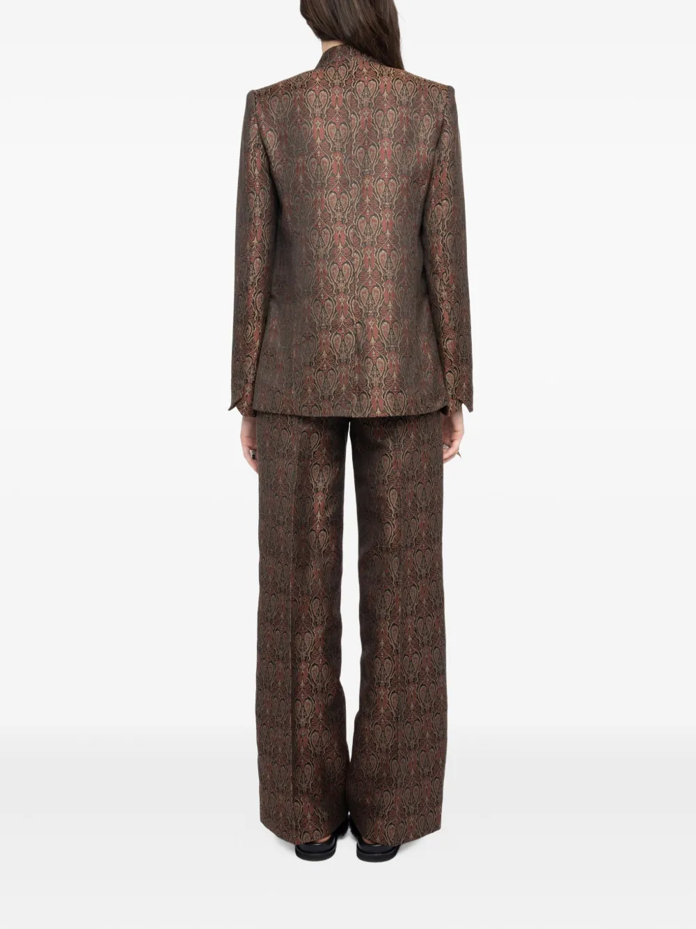 Zadig & Voltaire Verysa Paisley-print Mandarin-collar Blazer In Brown
