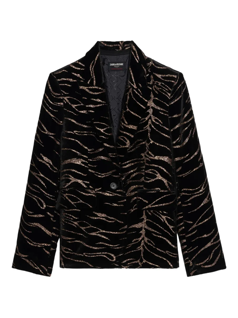 Zadig&Voltaire Vavy tiger-stripe velvet blazer | Black | Image 1