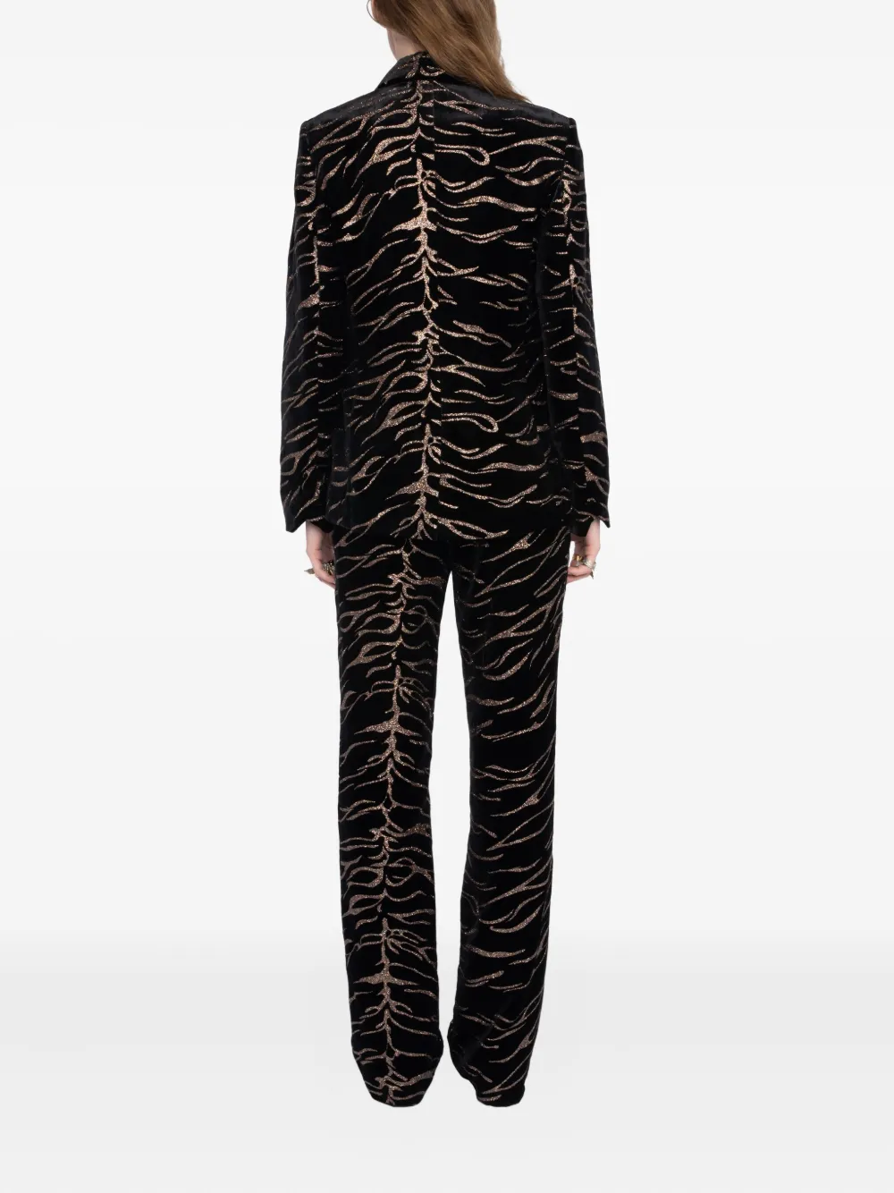Zadig & Voltaire Vavy Tiger-stripe Velvet Blazer In Black