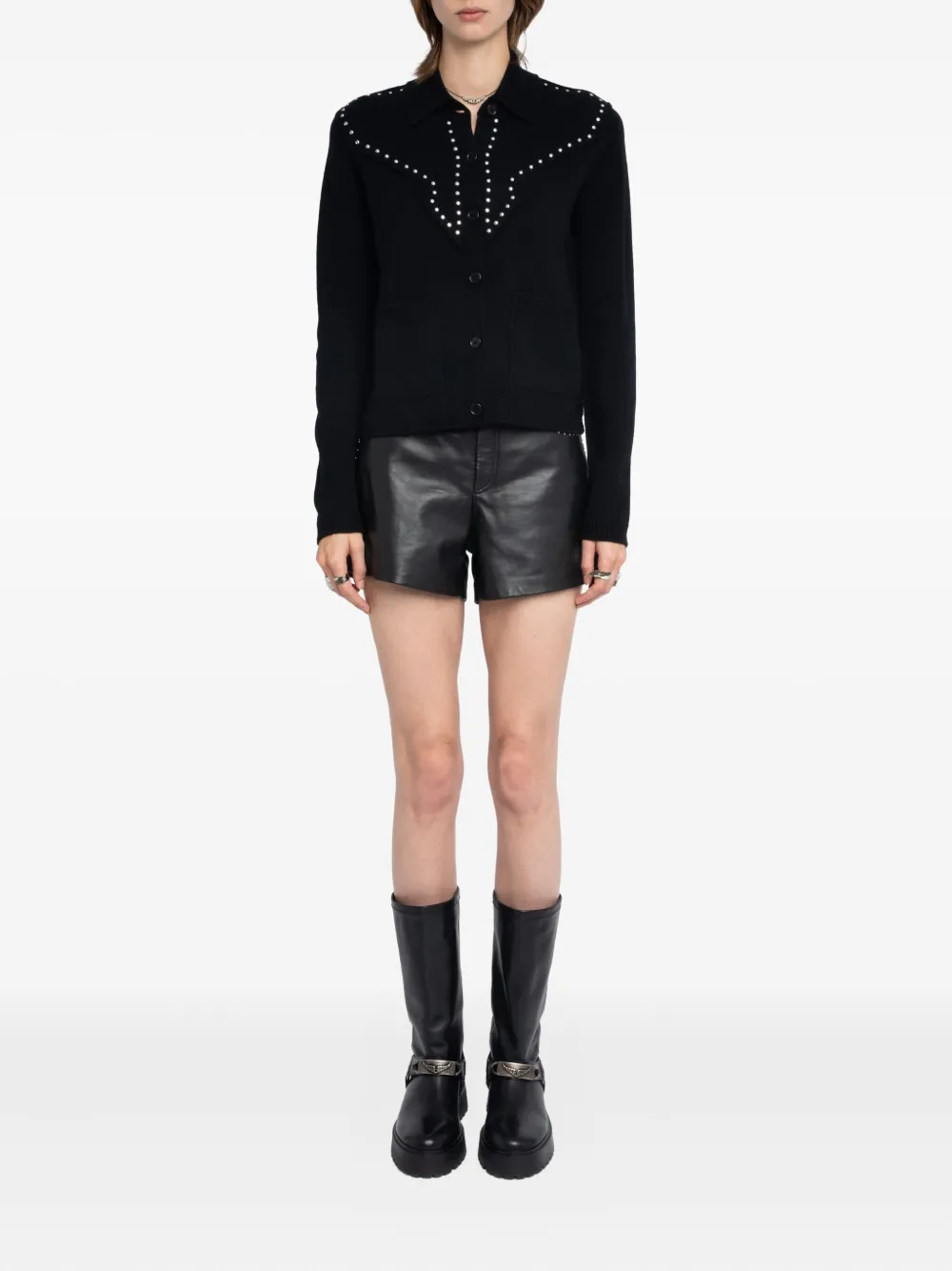 Zadig&Voltaire Vest verfraaid met studs en ronde hals Zwart