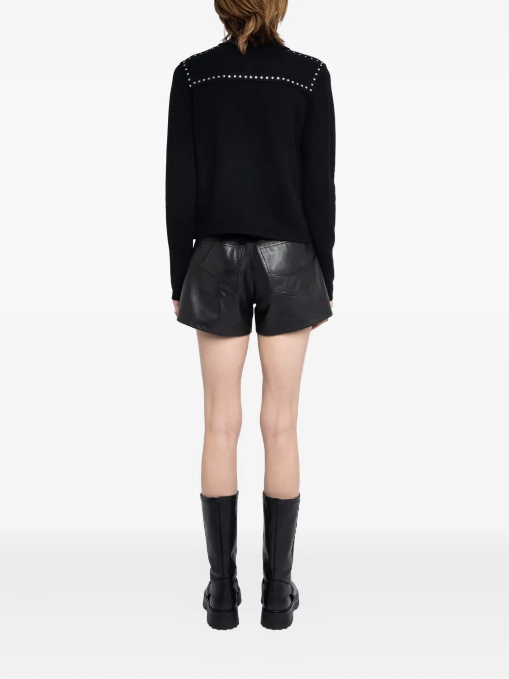 Zadig&Voltaire Vest verfraaid met studs en ronde hals Zwart