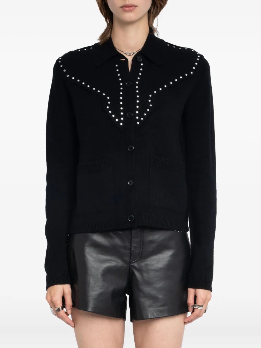Zadig&Voltaire Vest verfraaid met studs en ronde hals Zwart
