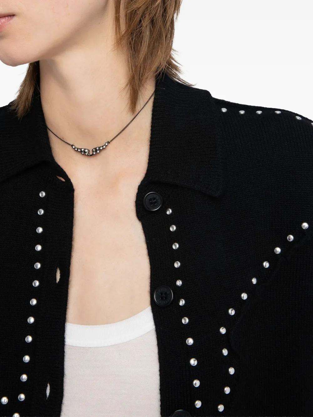 Zadig&Voltaire Vest verfraaid met studs en ronde hals Zwart