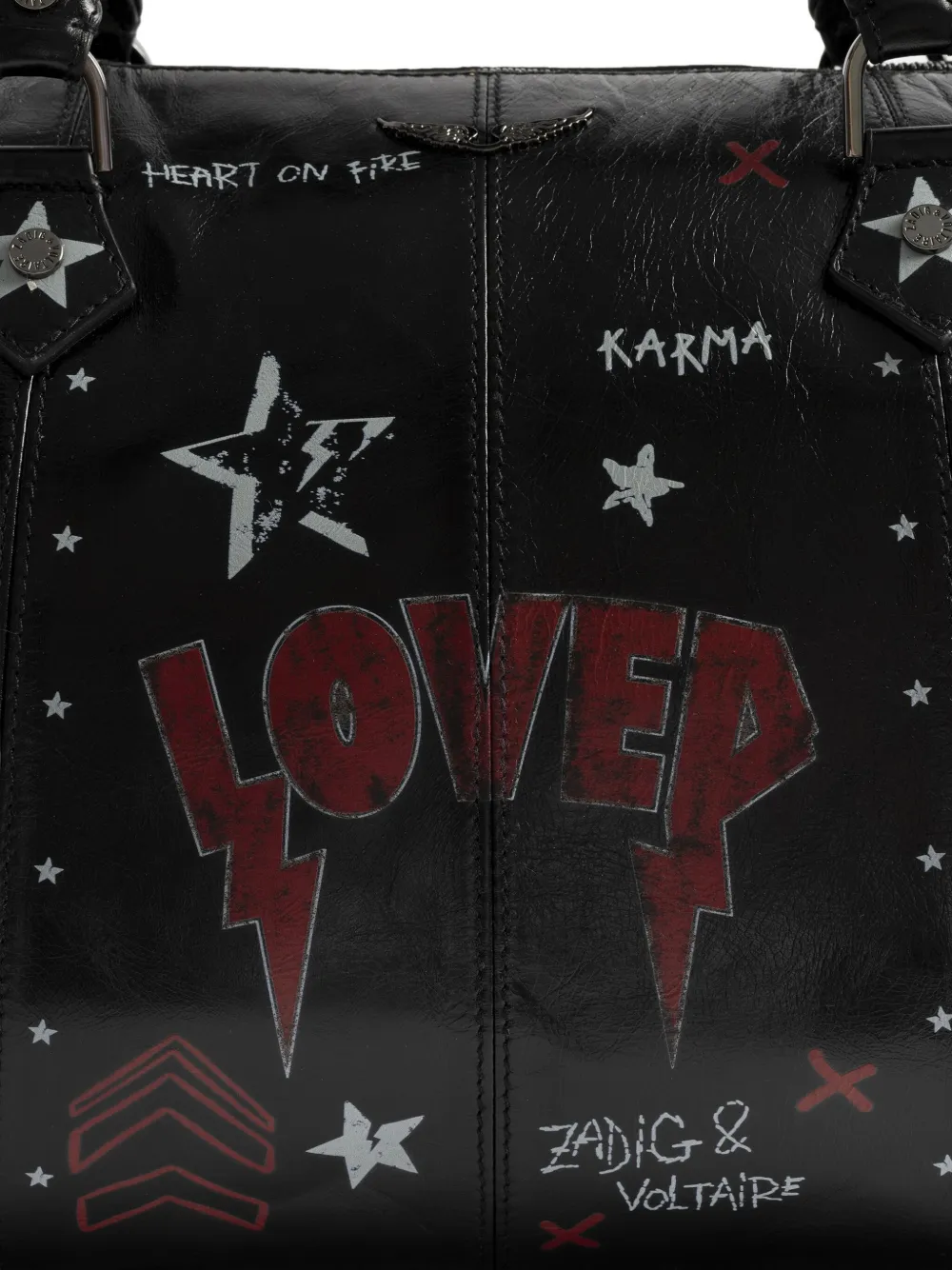 Zadig&Voltaire Sunny Mood Punk leren shopper met sterprint Zwart