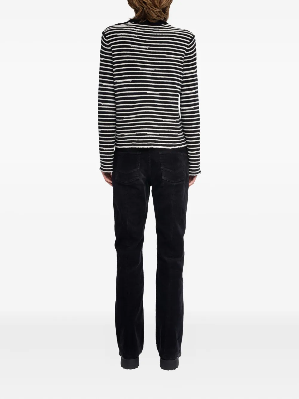 Zadig & Voltaire Spiky Striped Button-detailed Sweater In Black