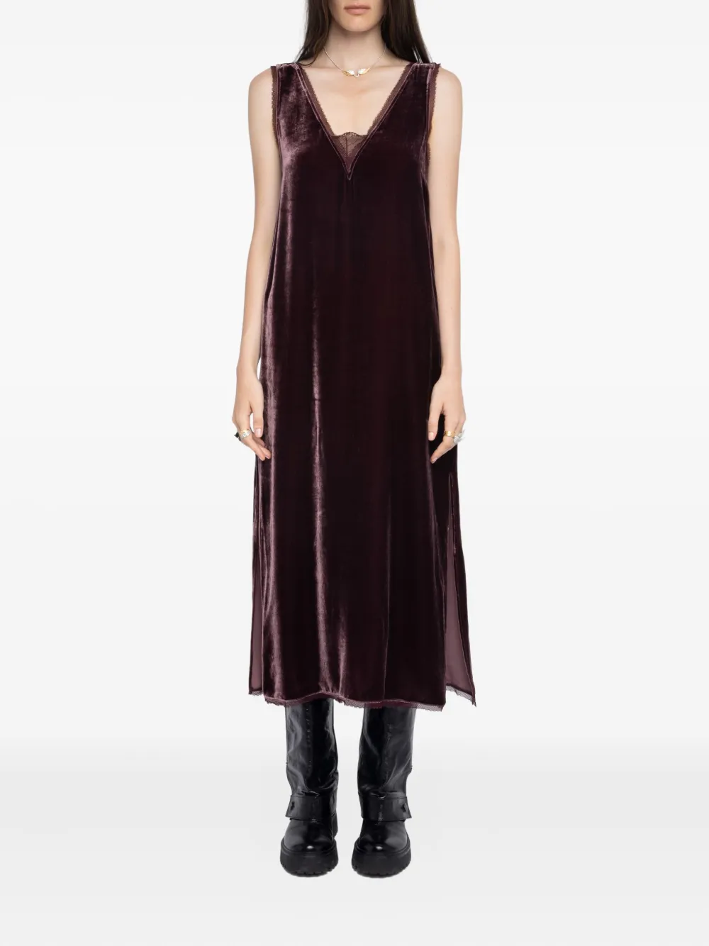 Zadig&Voltaire lace-insert midi dress Rood