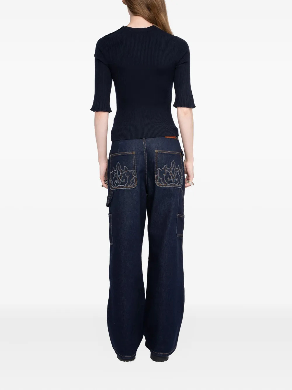 Zadig & Voltaire Short-sleeve Ribbed T-shirt In Blue