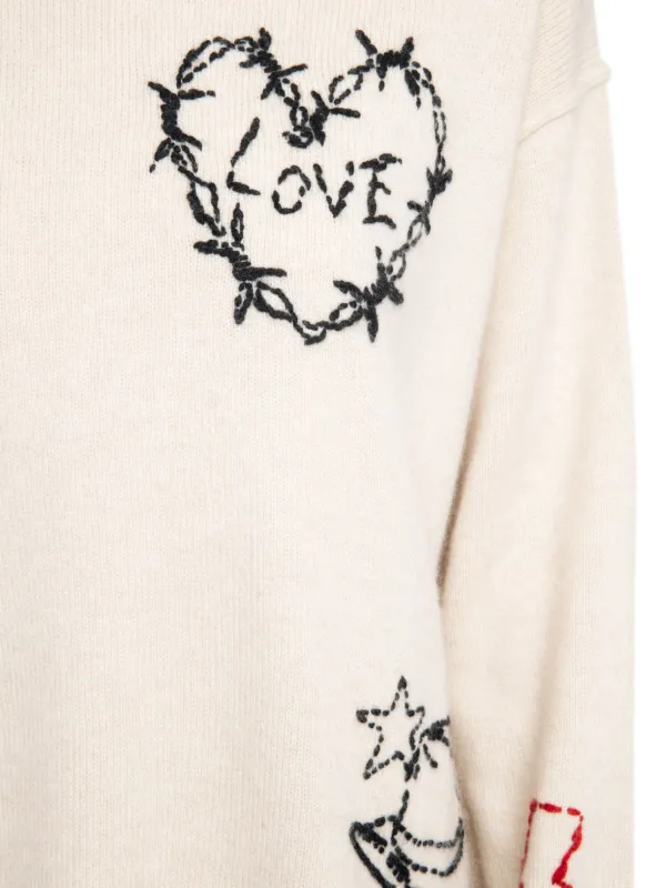 Zadig&Voltaire Embroidered Heart Detail Sweater Neutrals