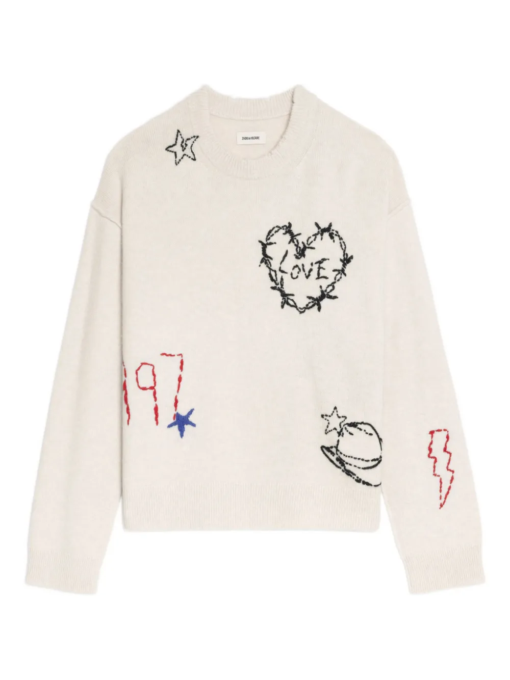 Zadig & Voltaire Embroidered Heart Detail Sweater In Neutral