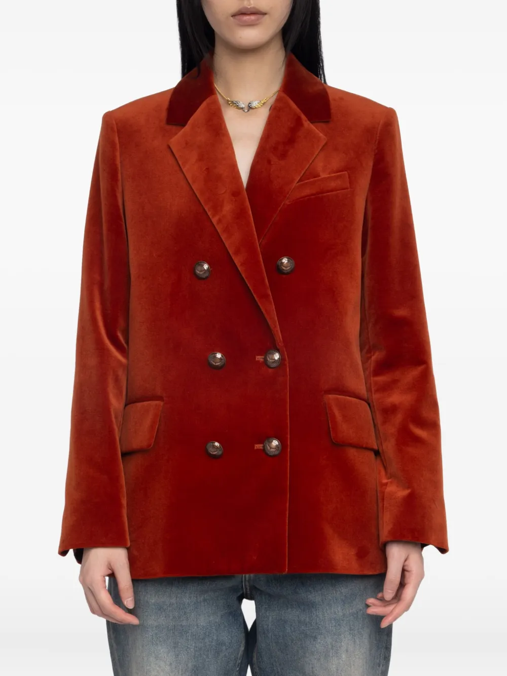 Zadig&Voltaire double-breasted cotton blazer Rood