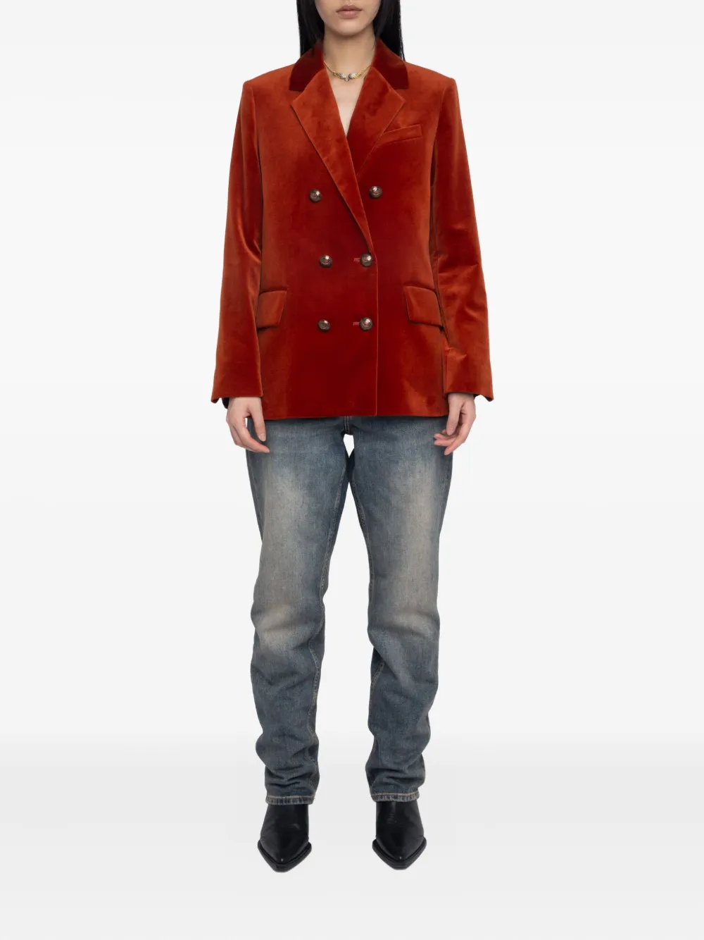 Zadig&Voltaire double-breasted cotton blazer Rood