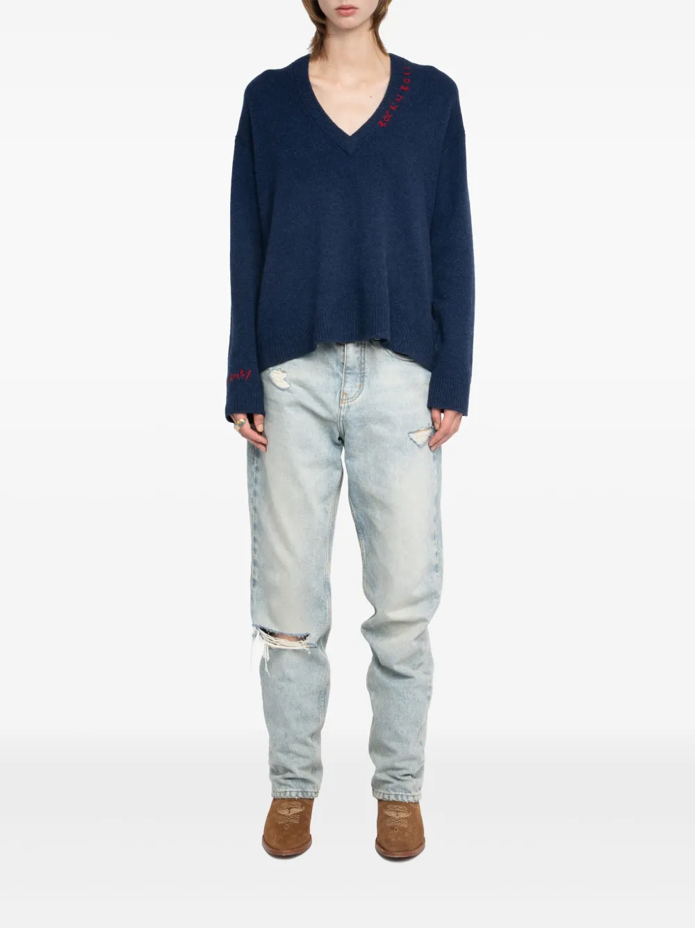 Zadig&Voltaire Miky embroidered V-neck sweater | Knitted Sweaters | Image 2