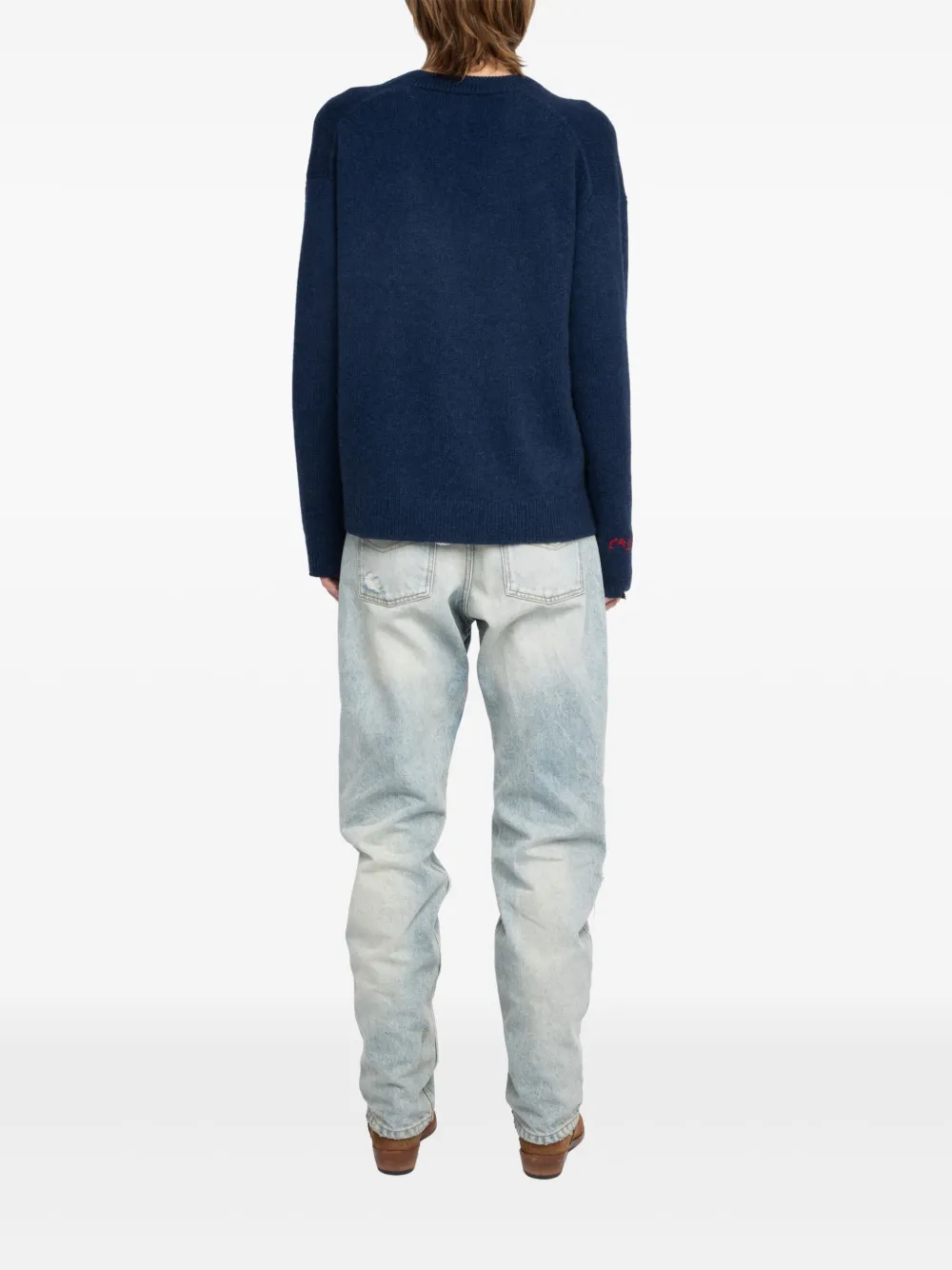 Zadig&Voltaire Miky trui met borduurwerk en V-hals Blauw