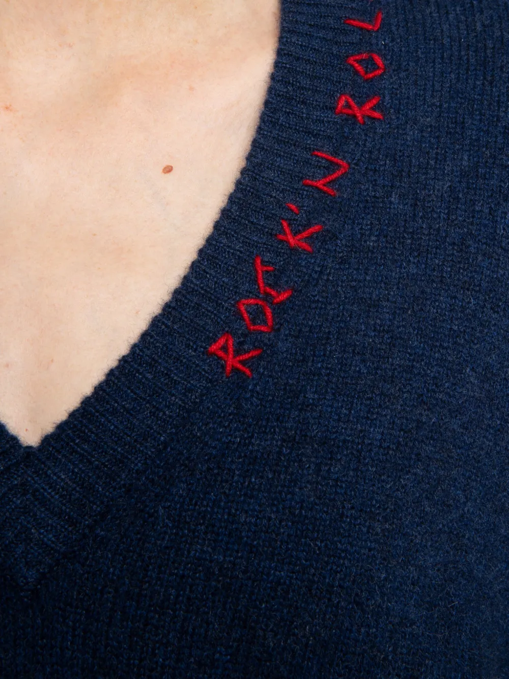 Zadig&Voltaire Miky trui met borduurwerk en V-hals Blauw