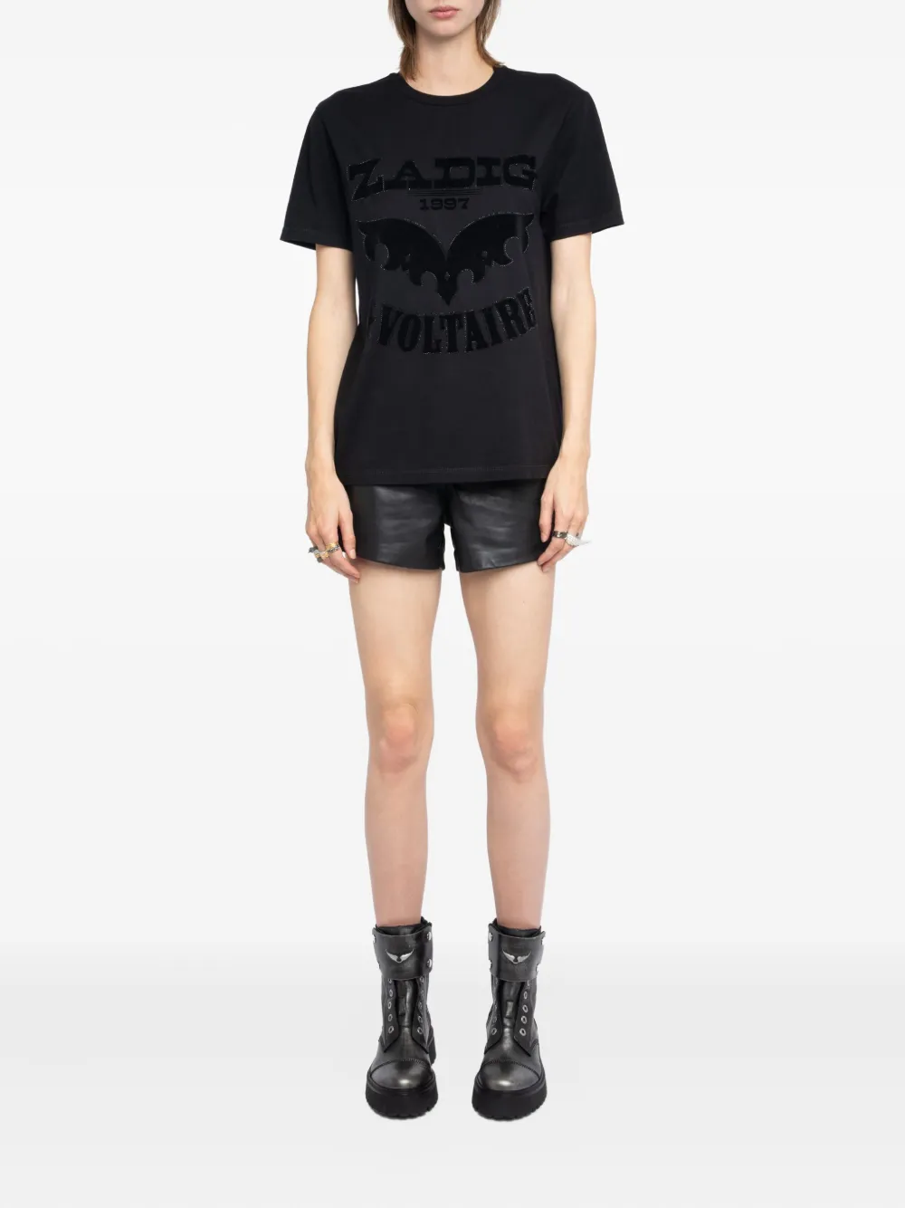 Zadig&Voltaire Edwin T-shirt verfraaid met vleermuis en logo Zwart
