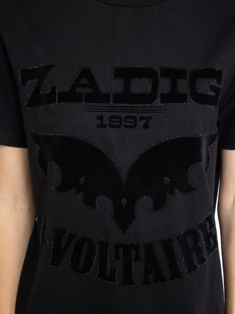 Zadig&Voltaire Edwin T-shirt verfraaid met vleermuis en logo Zwart