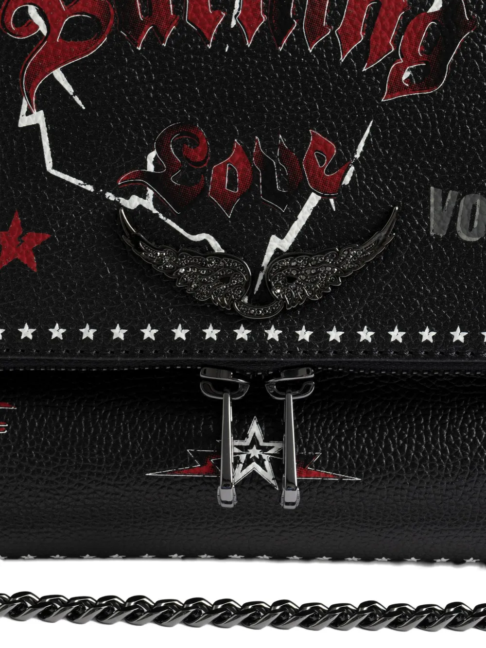 Zadig&Voltaire Rock Nano Punk schoudertas verfraaid met ster en ketting Zwart
