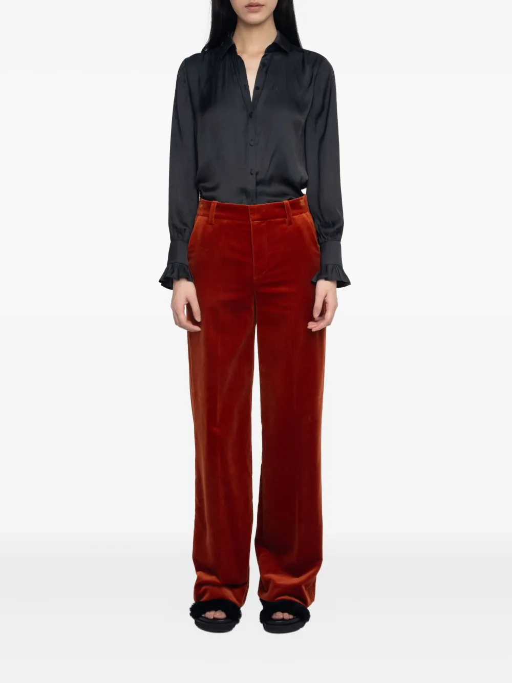 Zadig&Voltaire wide-leg velvet trousers Rood